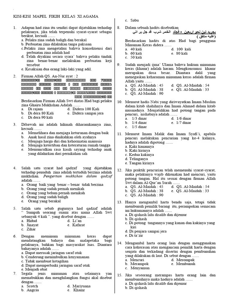 Kisi-Kisi Fikih - XI Agama | PDF
