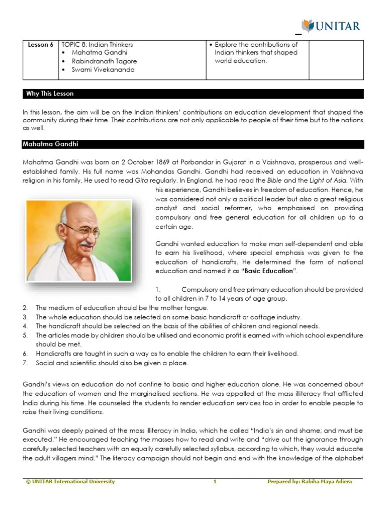 Lesson 6 Indian Thinkers Pdf Social Science
