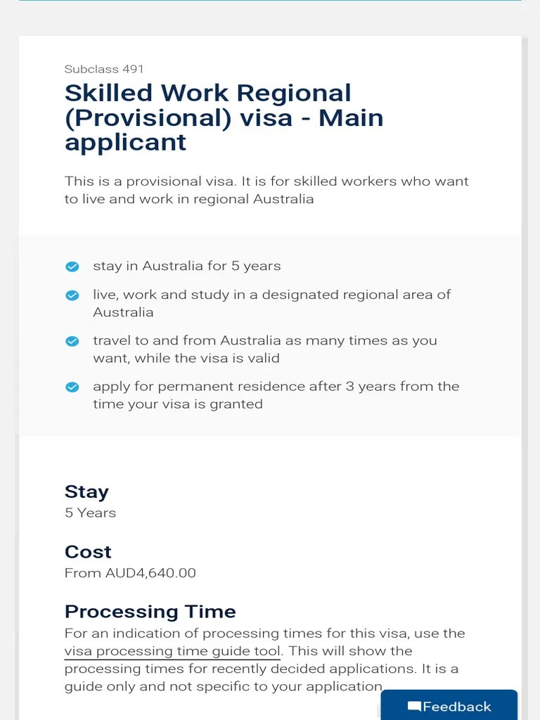 Skilled Work Regional (Provisional) Visa (Subclass 491) | PDF