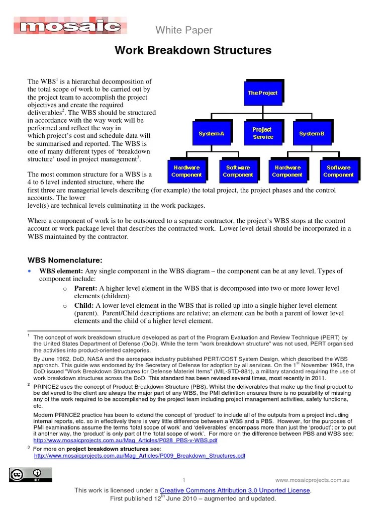 Work breakdown structures