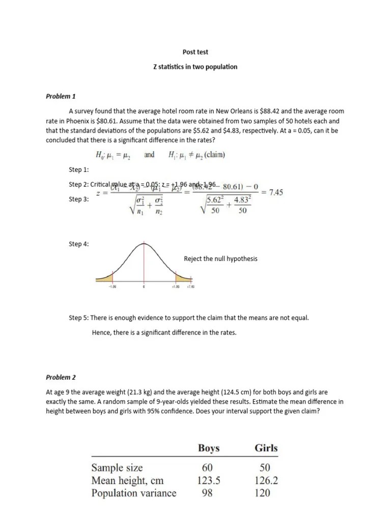 Z Test Sample Problem | PDF