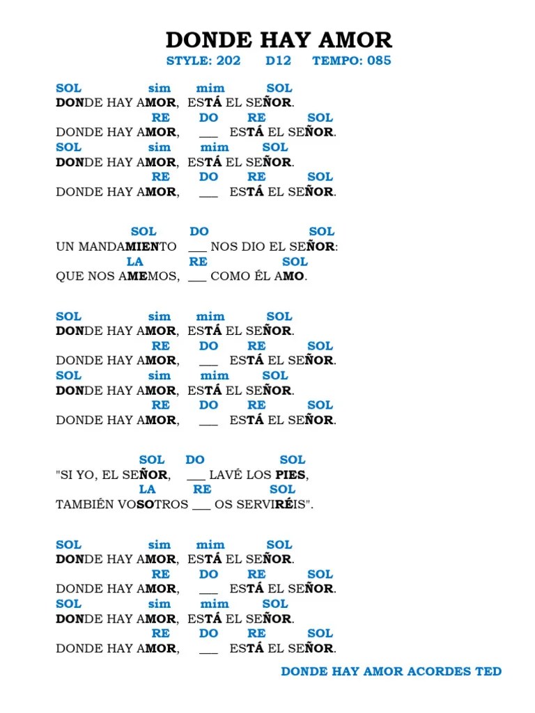 Donde Hay Amor D12 Acordes Ted | PDF