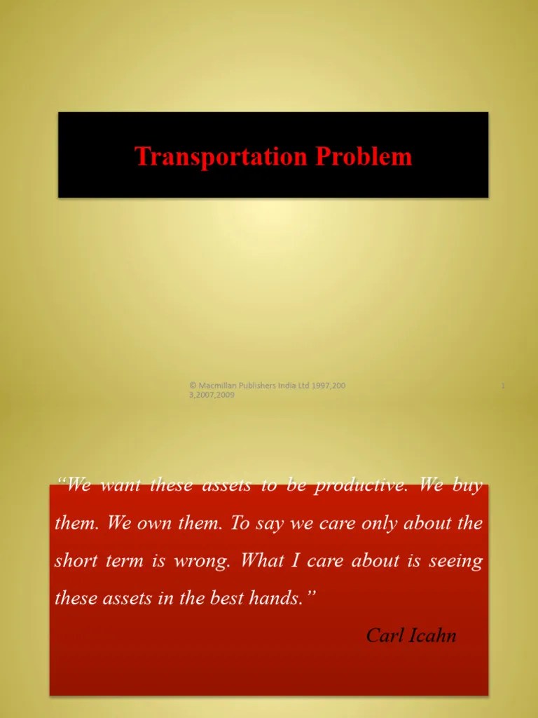 Transportation Problem | PDF | Equations | Applied Mathematics