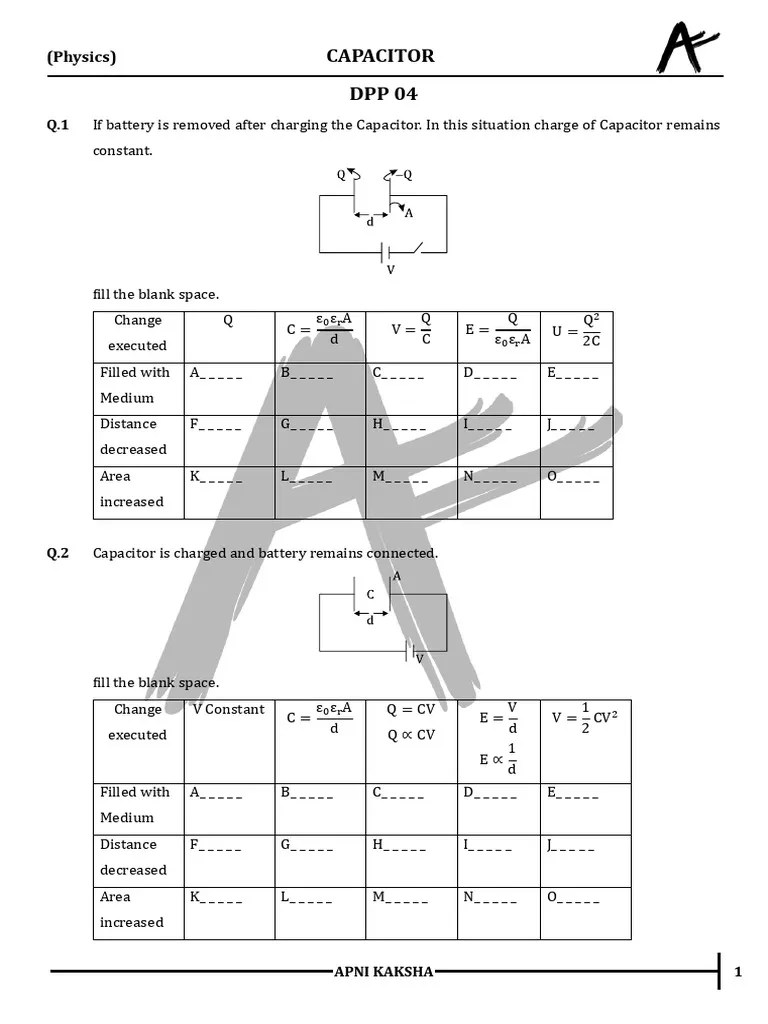 DPP - 04 - Capacitor | PDF