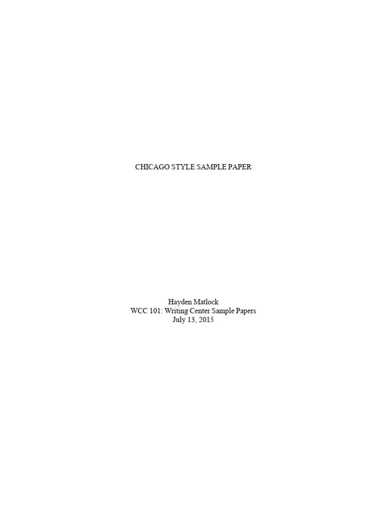 Sample Paper Chicago Style Formatting | PDF