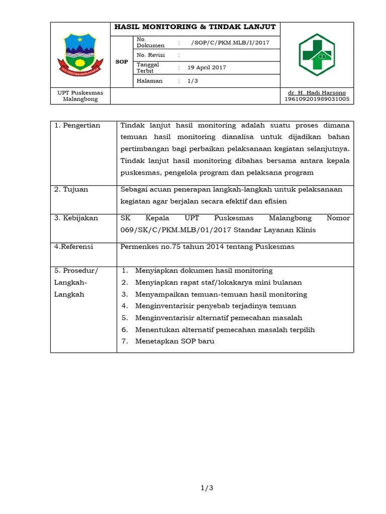 9.2.2.1 Sop Hasil Monitoring Dan Tindak Lanjut (Repaired) | PDF
