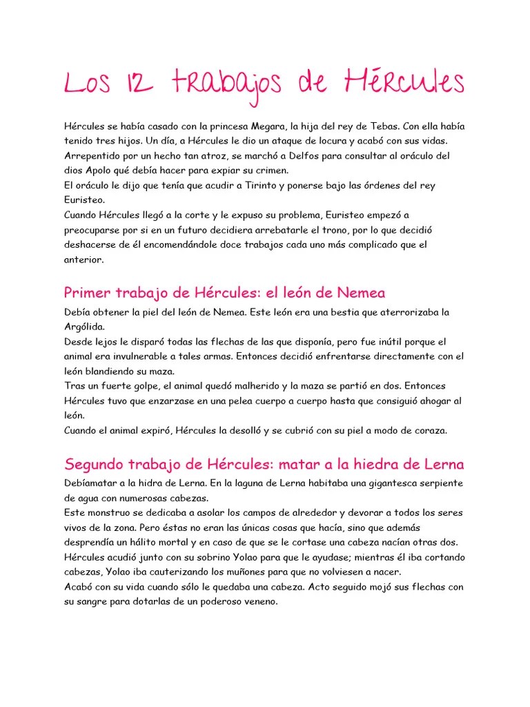 Los 12 Trabajos De Hércules | PDF