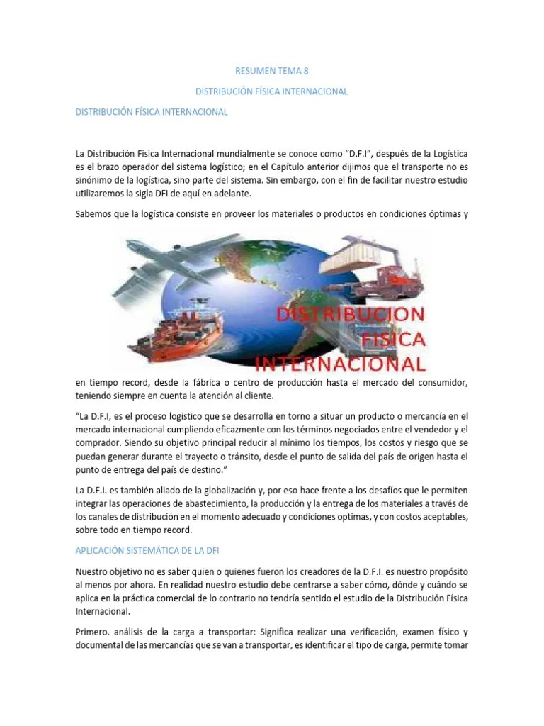 Resumen Tema 8 Y 9 Comercio | PDF | Logística | Aduana