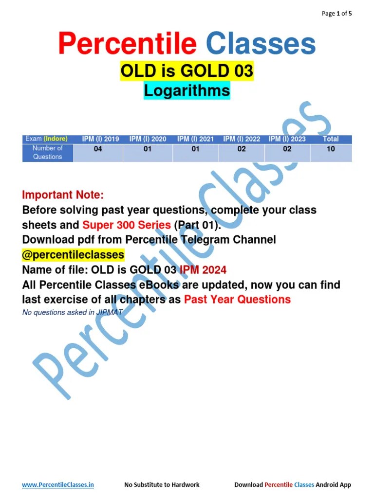 OLD Is GOLD 03 IPM 2024 Logarithms | PDF | Logarithm | Mathematical Objects