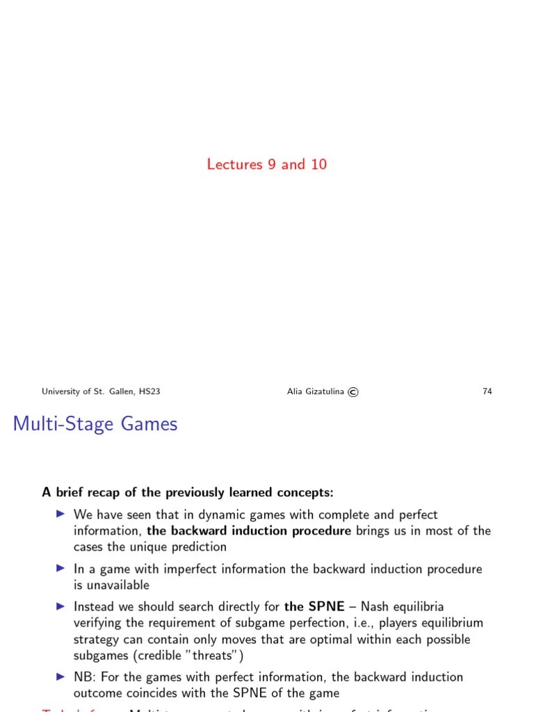 Game Theory - Lecture 5 | PDF