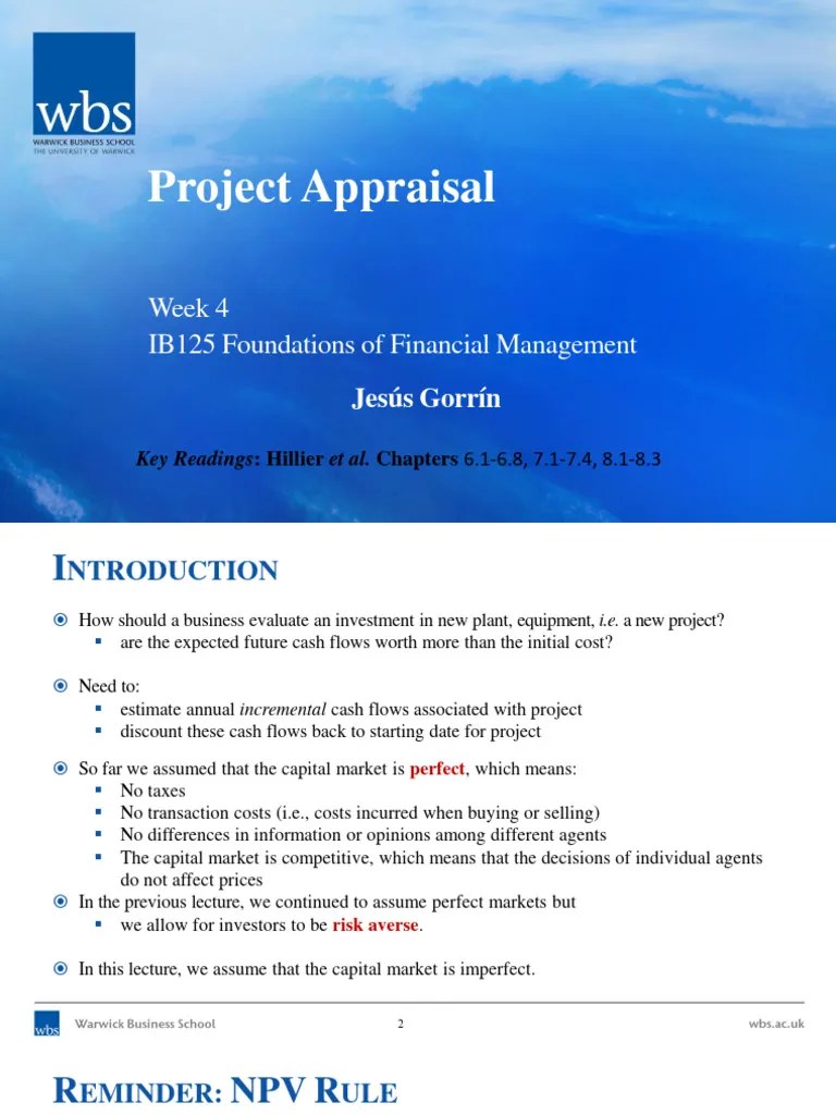 Lecture-7 8 Project-Appraisal | PDF | Net Present Value | Internal Rate Of Return