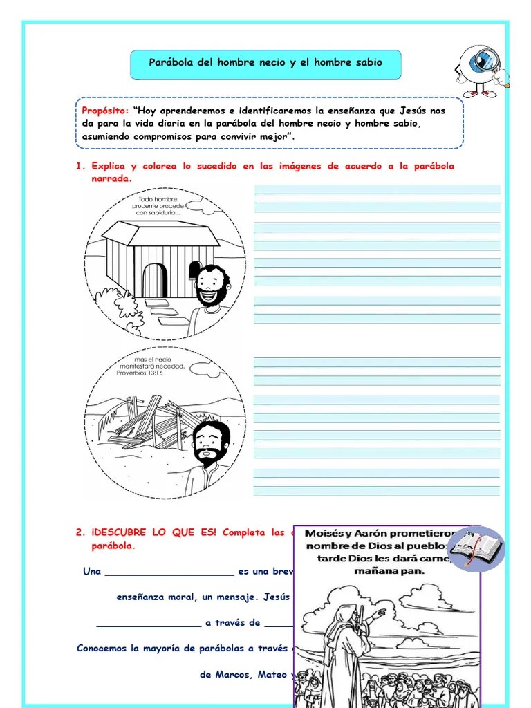 Ficha Relig Hombre Necio Y Sabio | PDF | Parábolas De Jesús