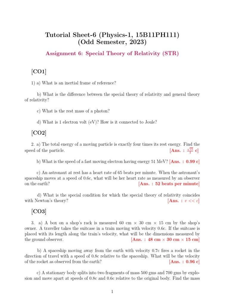 Tutorial 6 Physics 1 | PDF | Electronvolt | Quantity