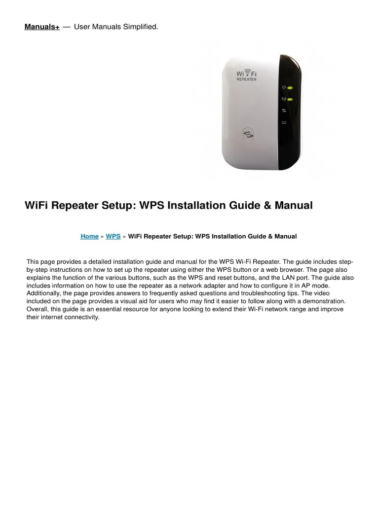 Wi Fi Repeater Manual 2 | PDF