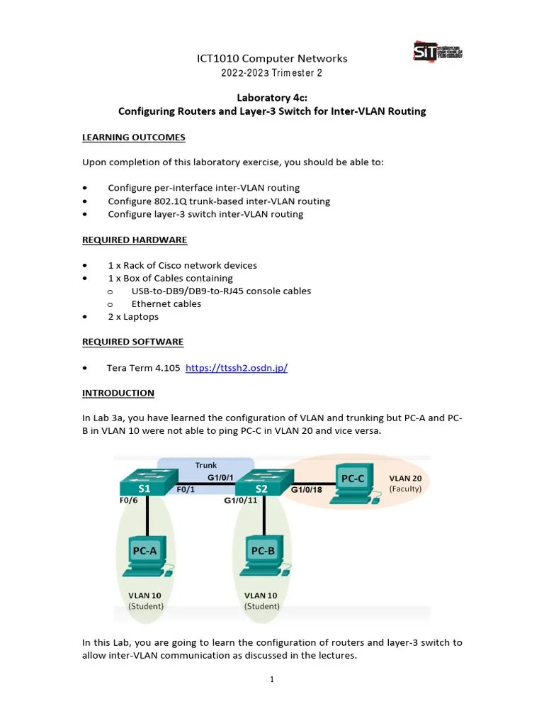 Lab4c - Configuring Inter-VLAN Routing | PDF | Router (Computing ...