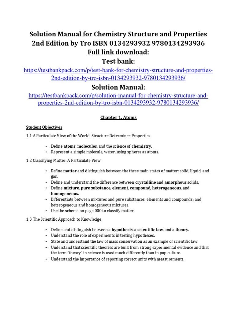 Solution Manual For Chemistry Structure And Properties 2nd Edition By ...
