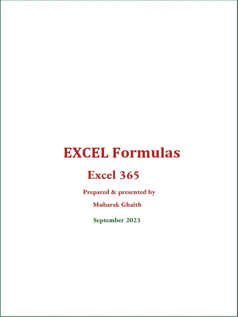 EXCEL Formulas 2023 | PDF