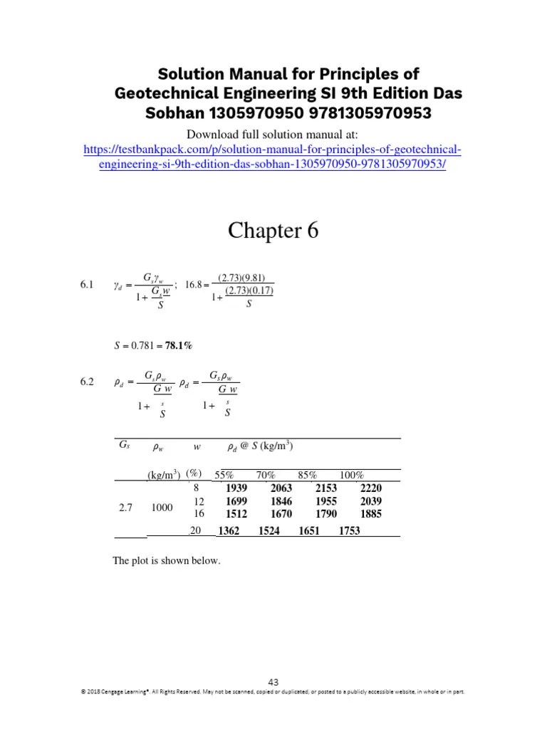 Principles Of Geotechnical Engineering SI Edition 9th Edition Das ...