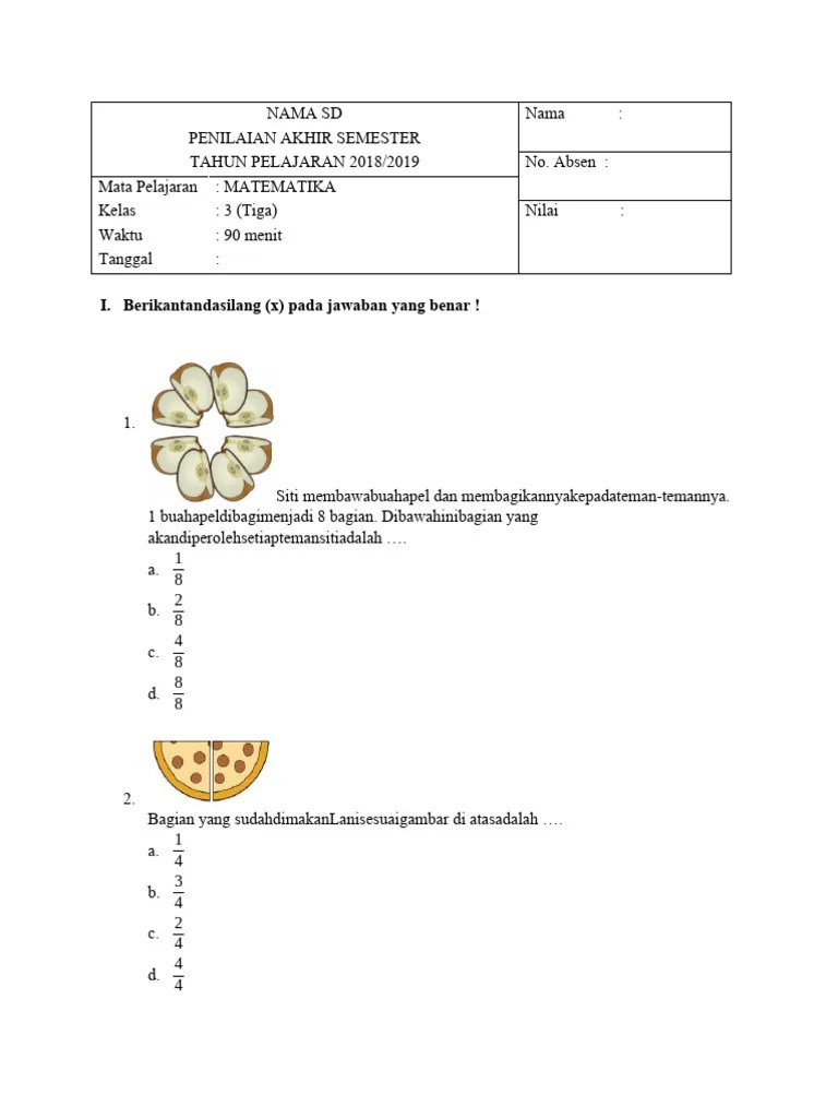 Soal Pas Kelas 3 Matematika | PDF