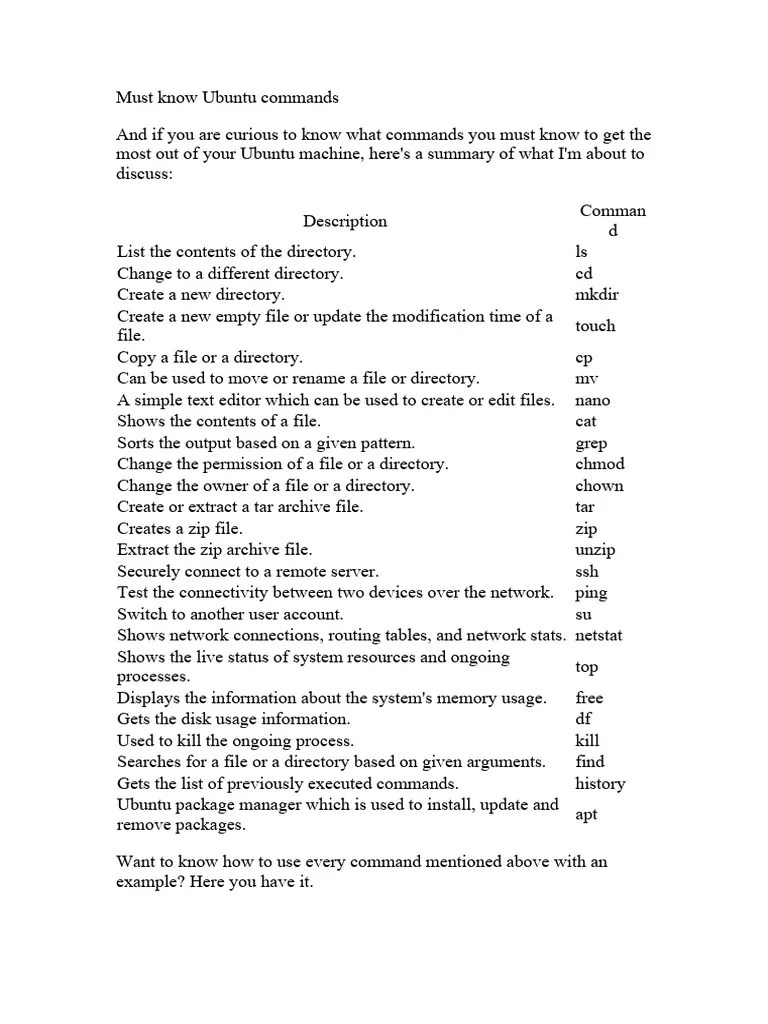 Must Know Ubuntu Commands | PDF