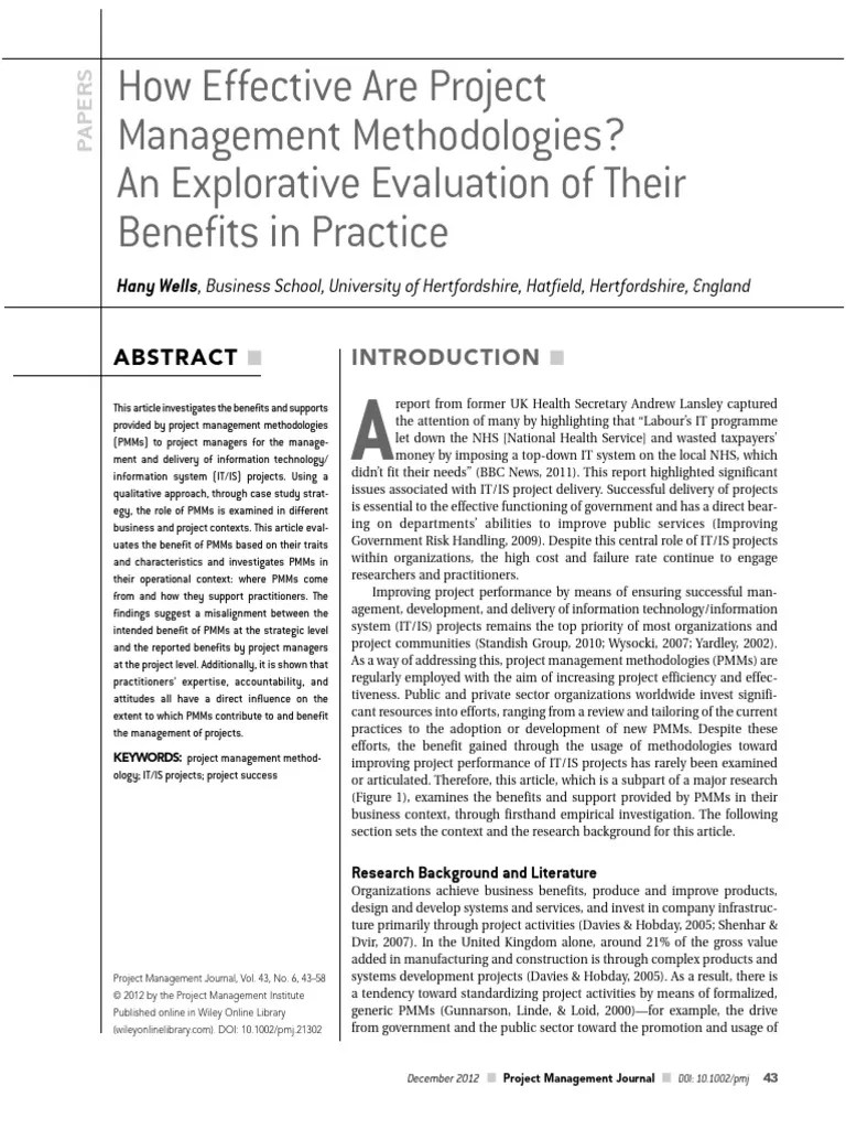 Project Management Evaluation | PDF