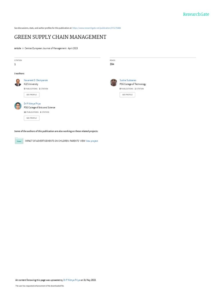 Green Supply Chain Management | PDF | Supply Chain | Product (Business)