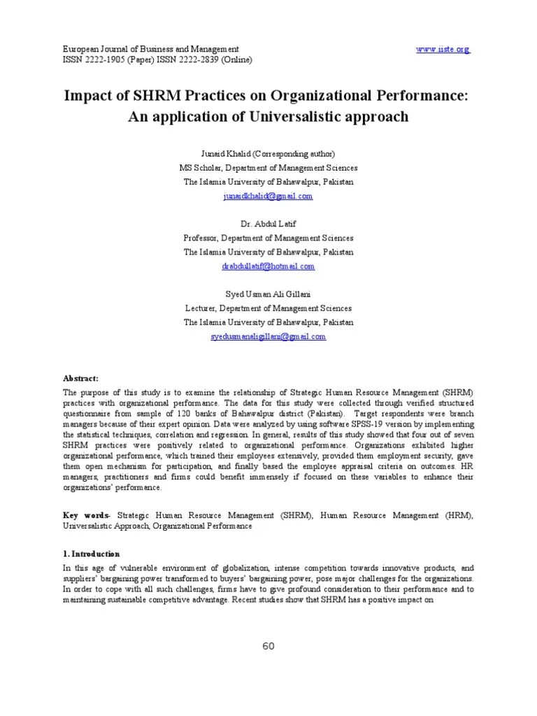 23 - Last - Impact Of SHRM Practices On Organizational Performance ...