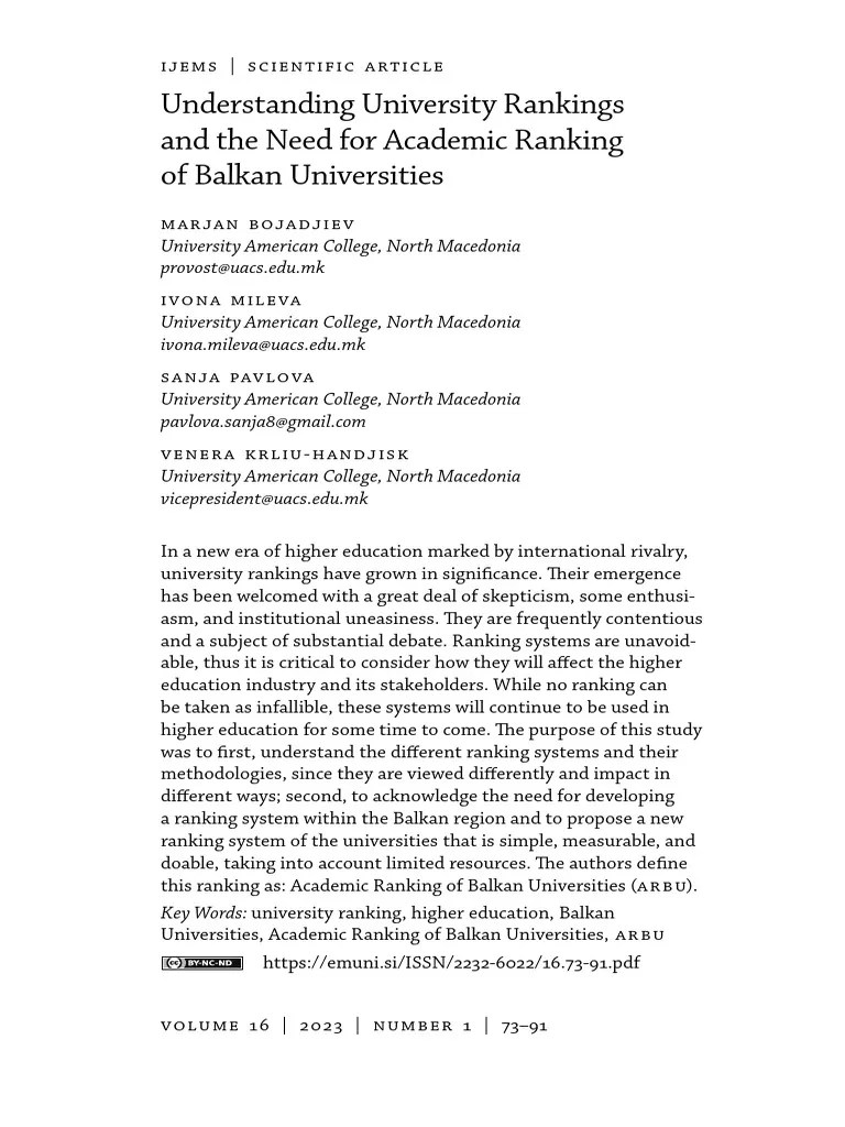Understanding University Rankings And The Need For ARBU | PDF