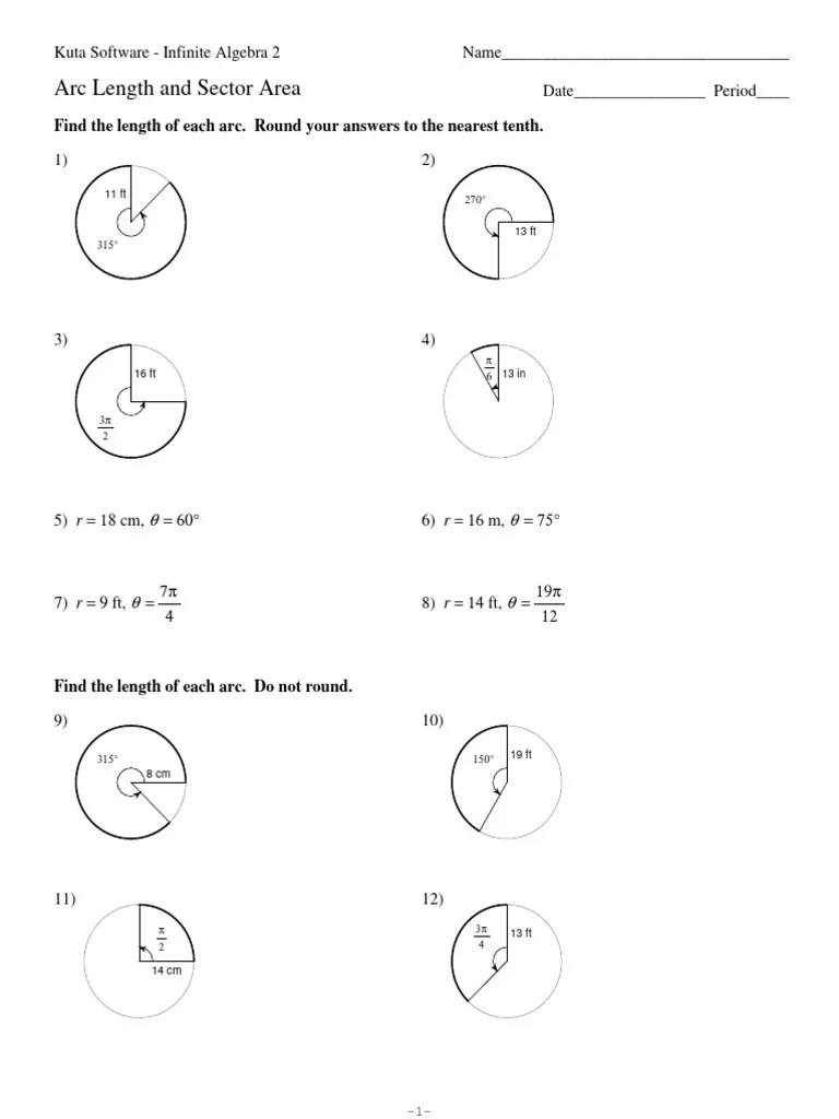 Arc Length And Sector Area | PDF | Area | Mathematical Concepts