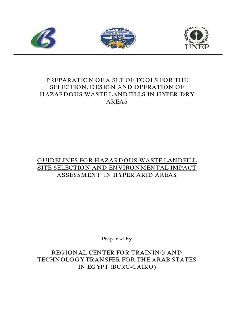 GUIDELINES FOR HAZARDOUS WASTE LANDFILL - Site Selection And ...