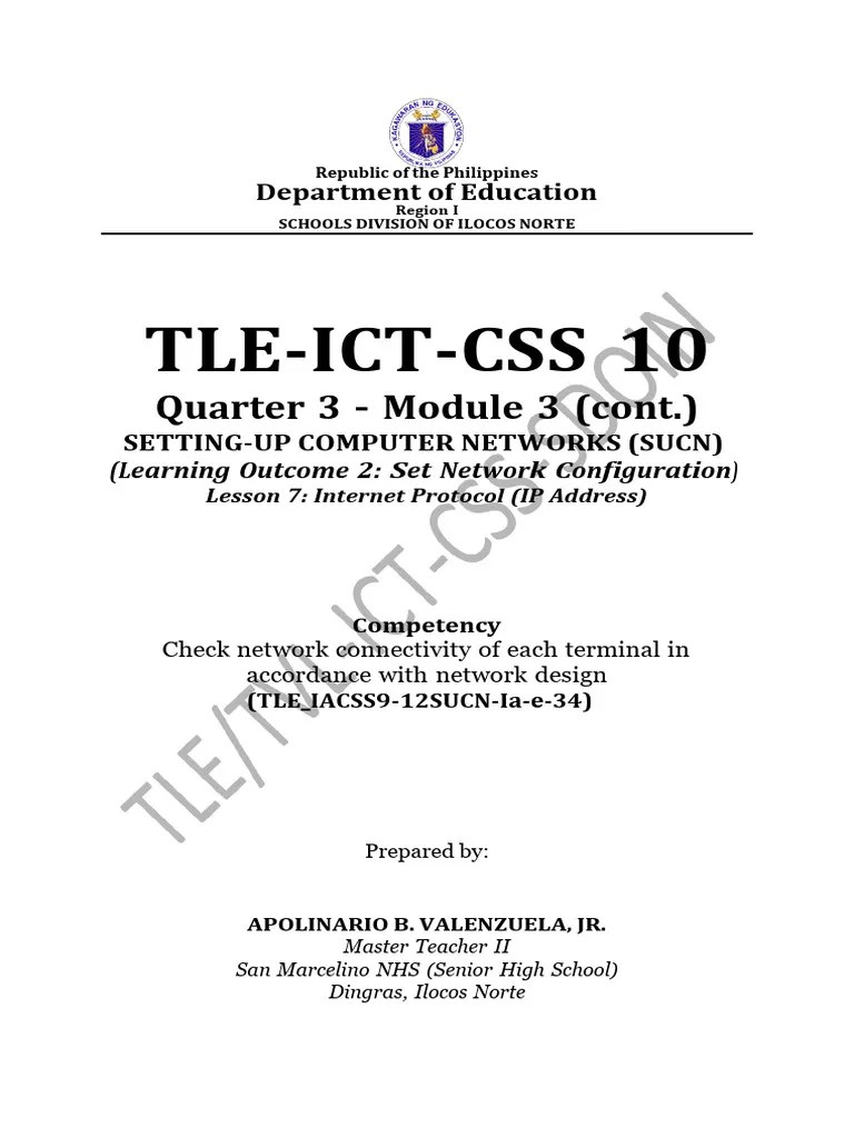 TLE CSS 10 Q3 Wk1 Mod3L7 | PDF | Ip Address | Computer Network