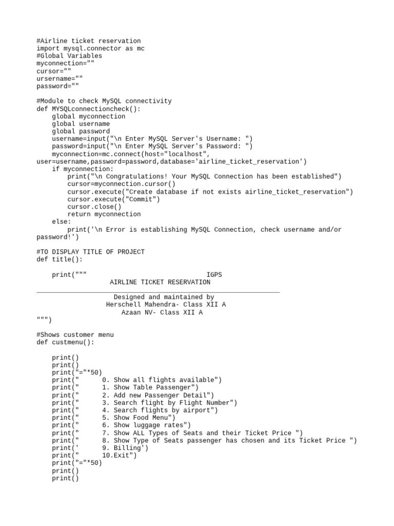 Airline Ticket Reservation | PDF