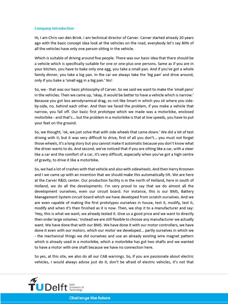 ECARS2x - 2019 - T2-1 - Company - Introduction-Caso Practico 6 | PDF | Vehicles | Transport