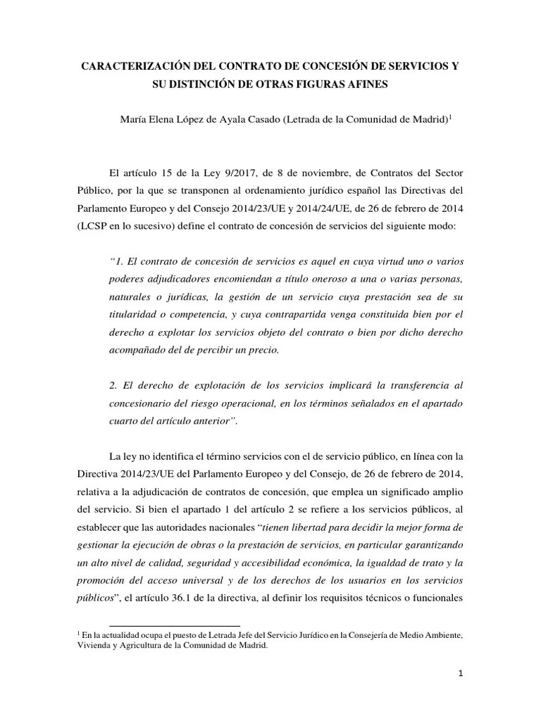 Caracterizacion Del Contrato De Concesion De Servicios Maria Elena ...