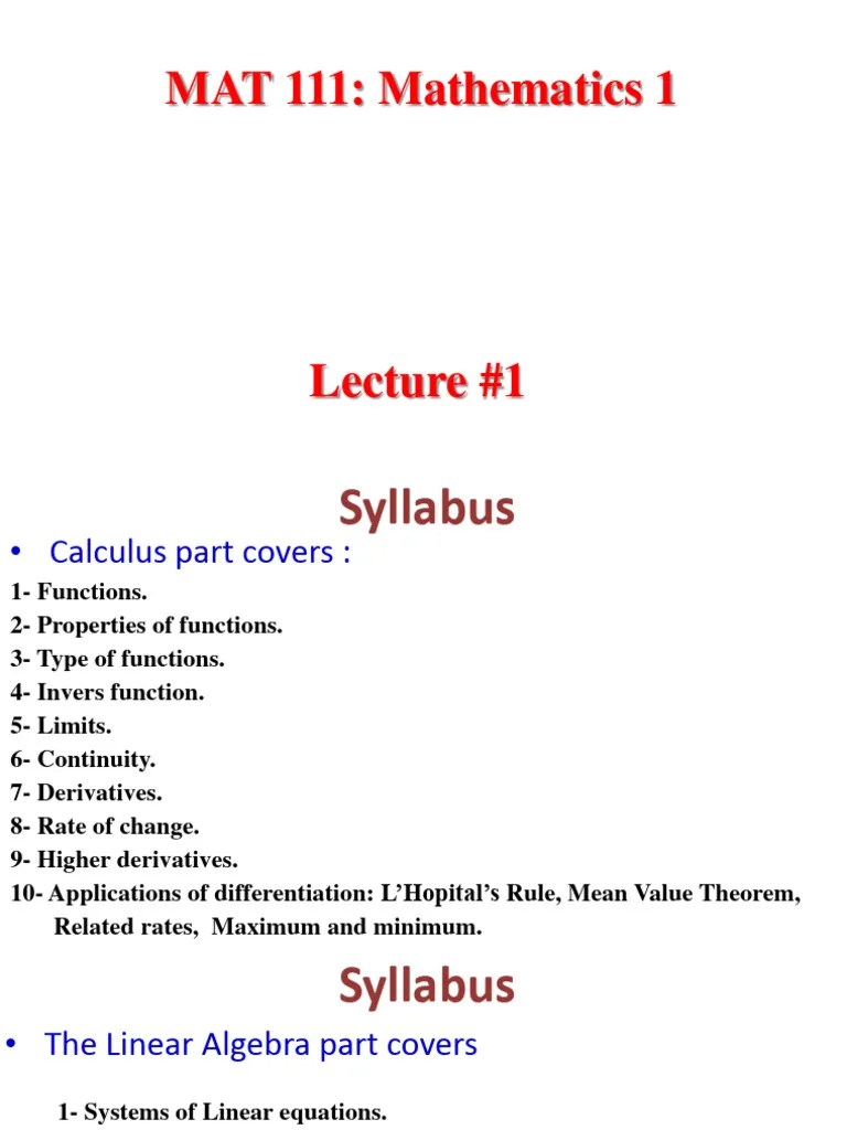 Lecture #1 | PDF | Function (Mathematics) | Derivative