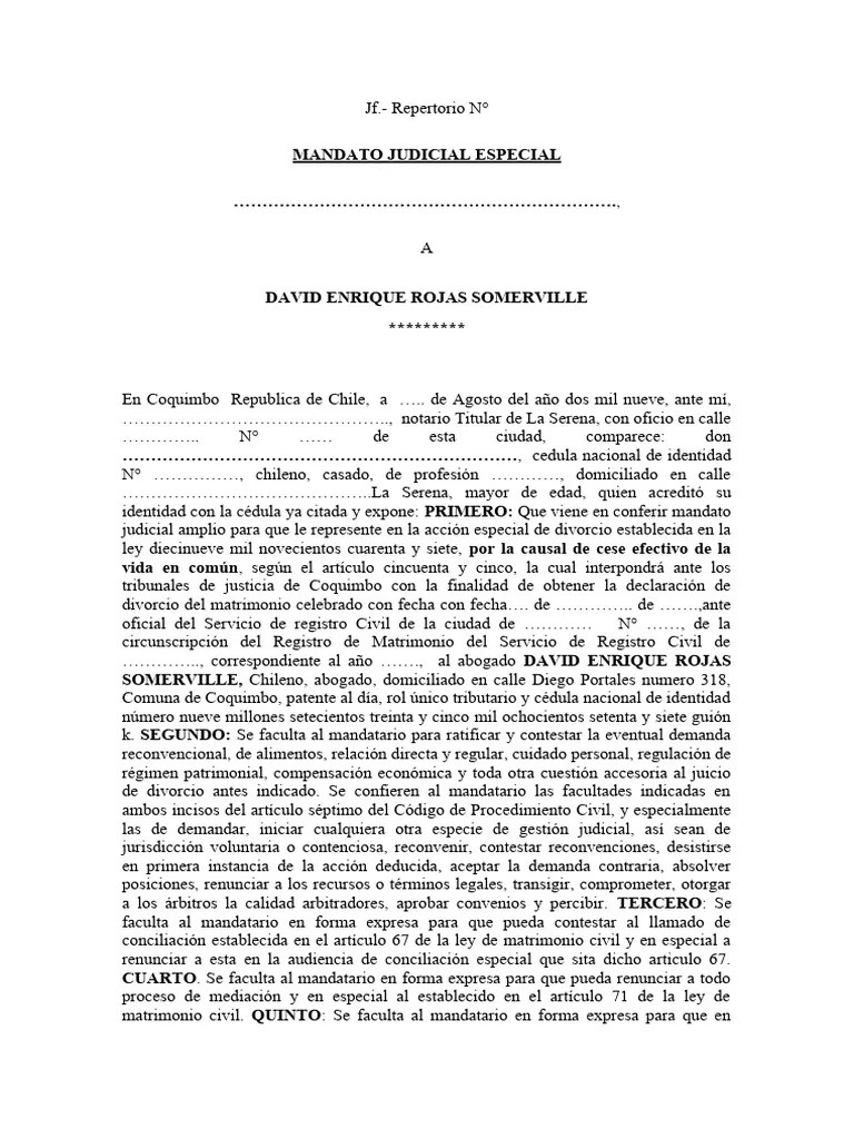 Poder Para Divorcio | PDF | Divorcio | Gobierno