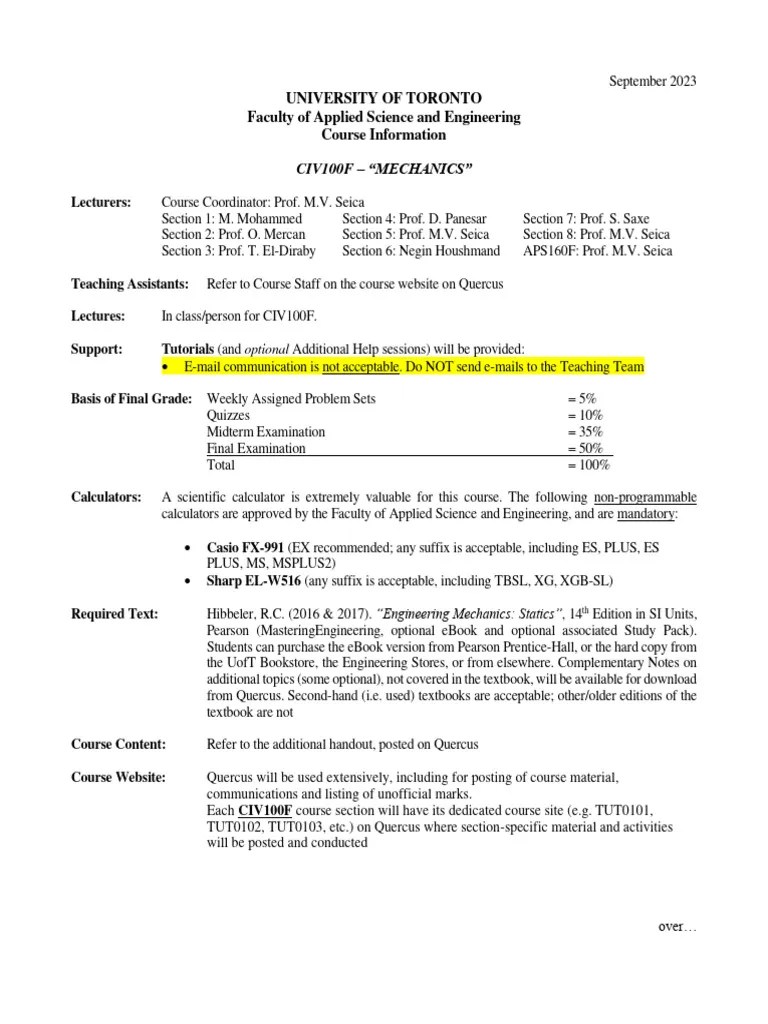 CIV100F Course Syllabus | PDF | Internet | Plagiarism