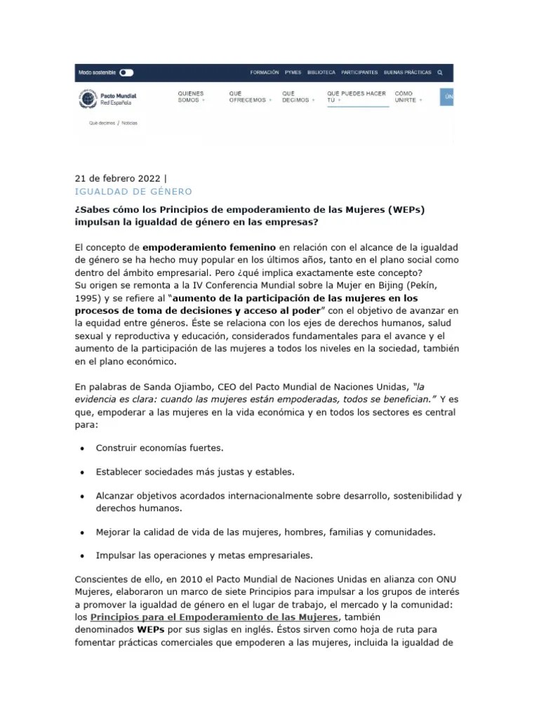 7 Principios De Empoderamiento De Las Mujeres | PDF | Igualdad De Género | Estudios De Género