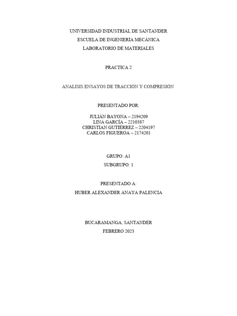 Traccion Y Compresion - Grupo A1 Subgrupo 1 | Descargar Gratis PDF | Deformación (ingeniería ...