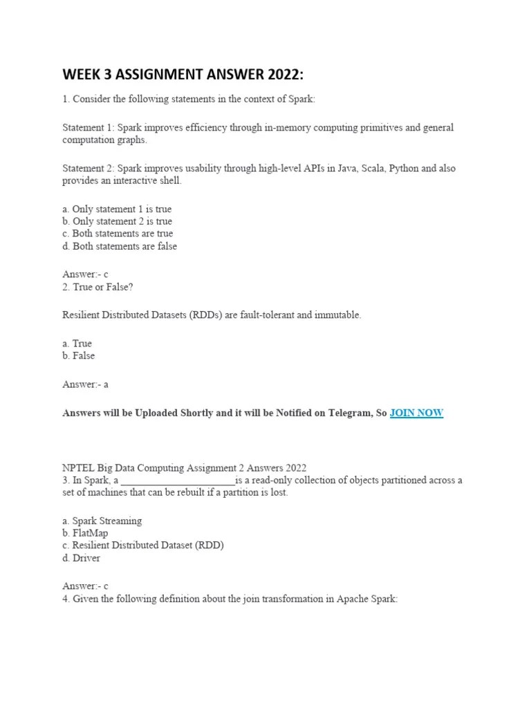 Spark & Big Data Assignment Answers | PDF | Apache Spark | Information ...