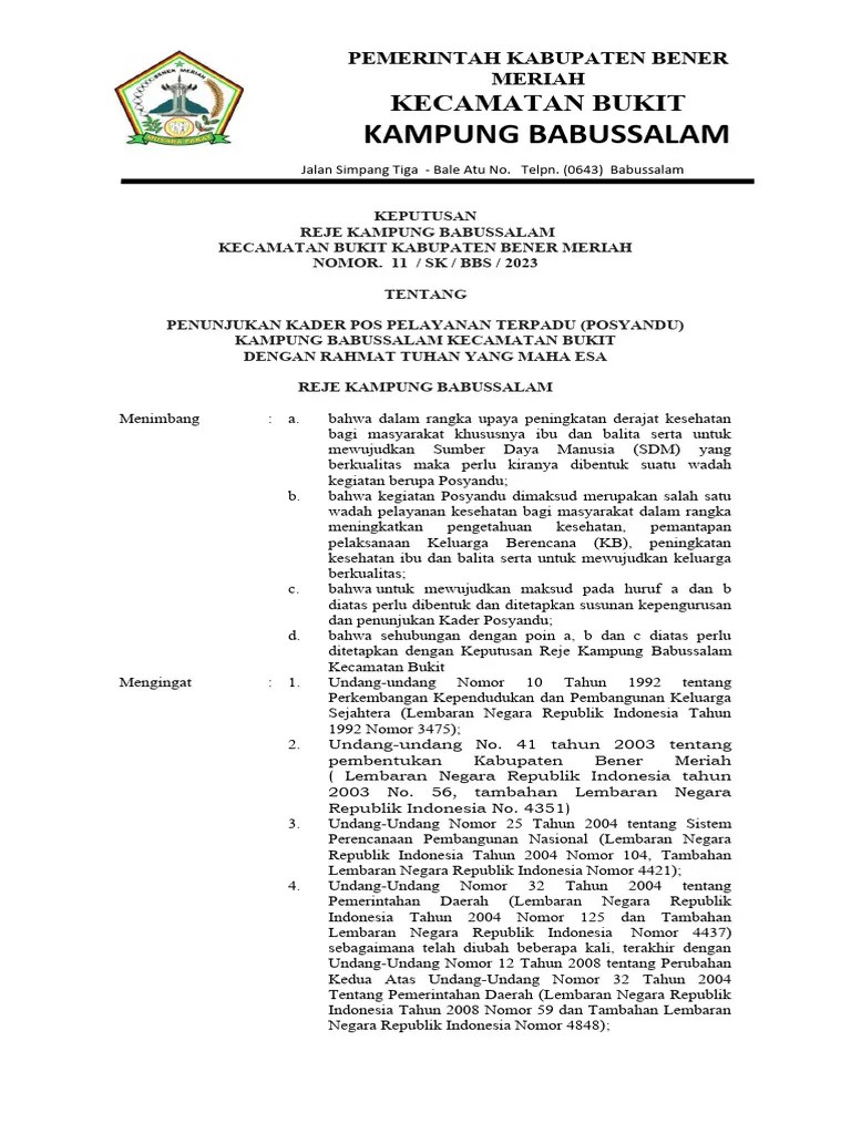 SK Kader Posyandu 2023 | PDF