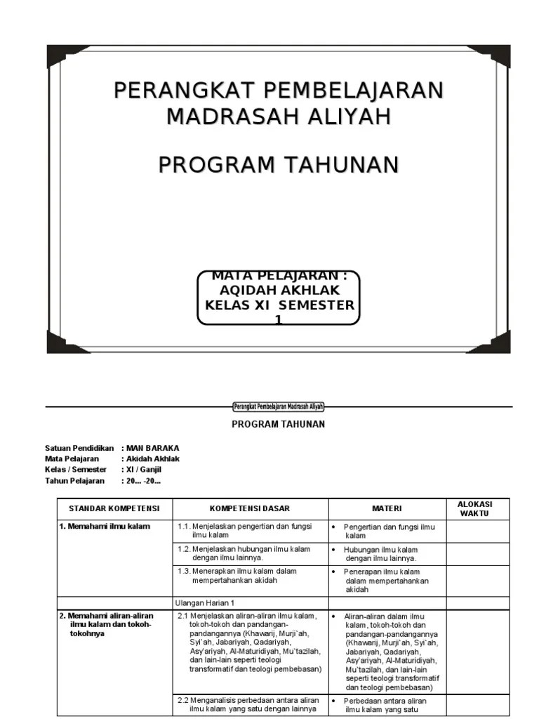 Silabus aqidah akhlak kelas 8. Program Semester Aqidah Akhlak Mts Kelas Viii