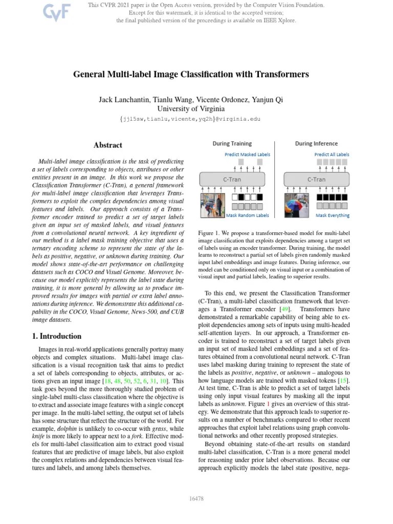 General Multi-Label Image Classification With Transformers | PDF ...