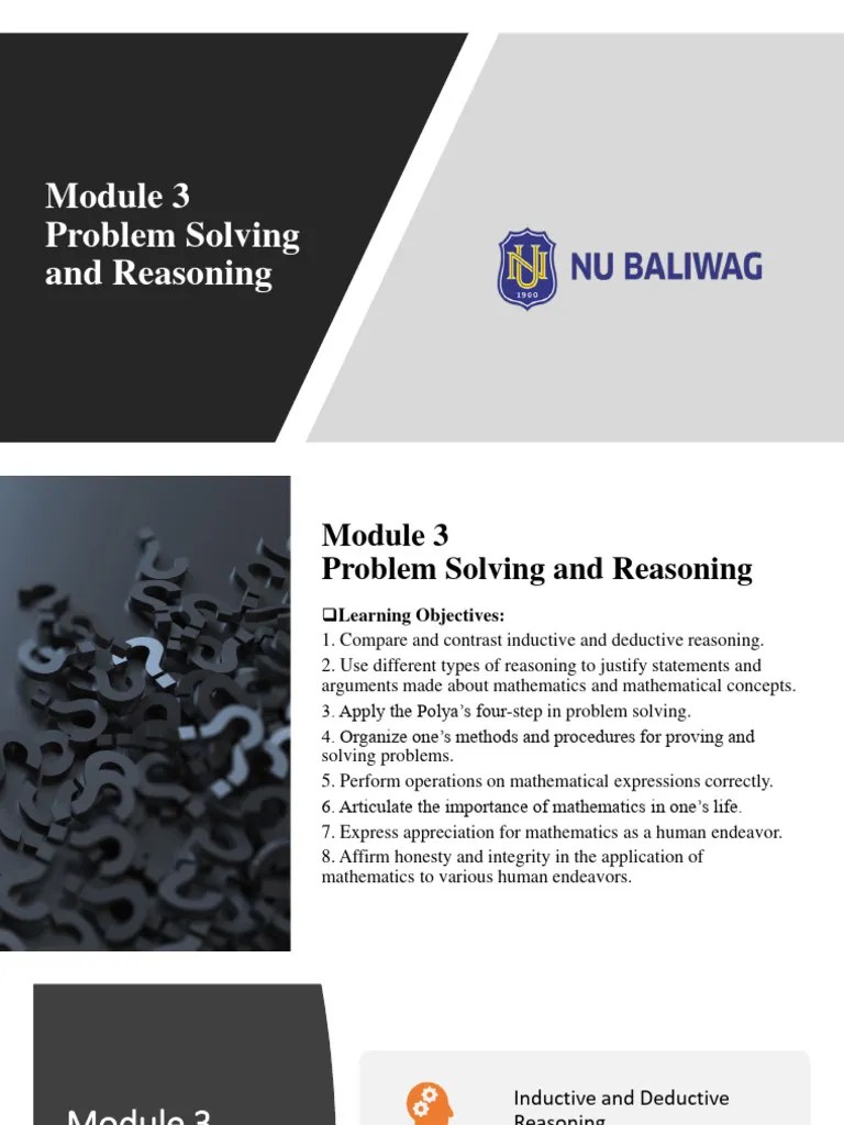 Module 3 Problem Solving And Reasoning | PDF | Inductive Reasoning | Reason