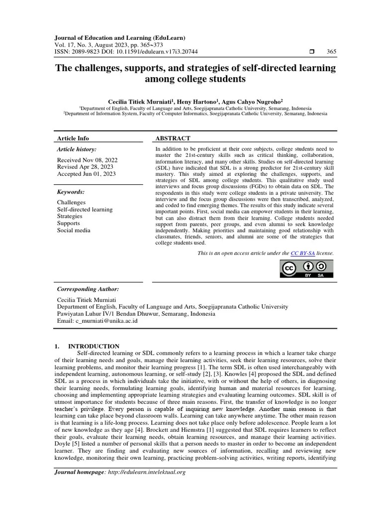 The Challenges, Supports, And Strategies Of Self-Directed Learning ...