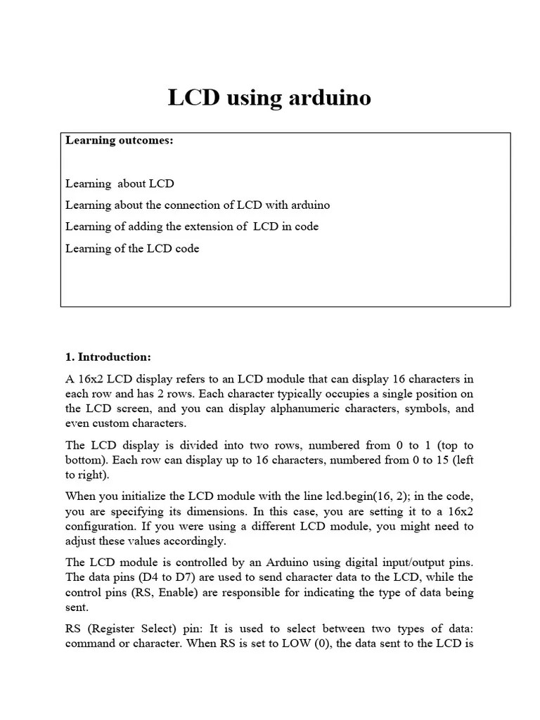Arduino LCD Using Arduino | PDF