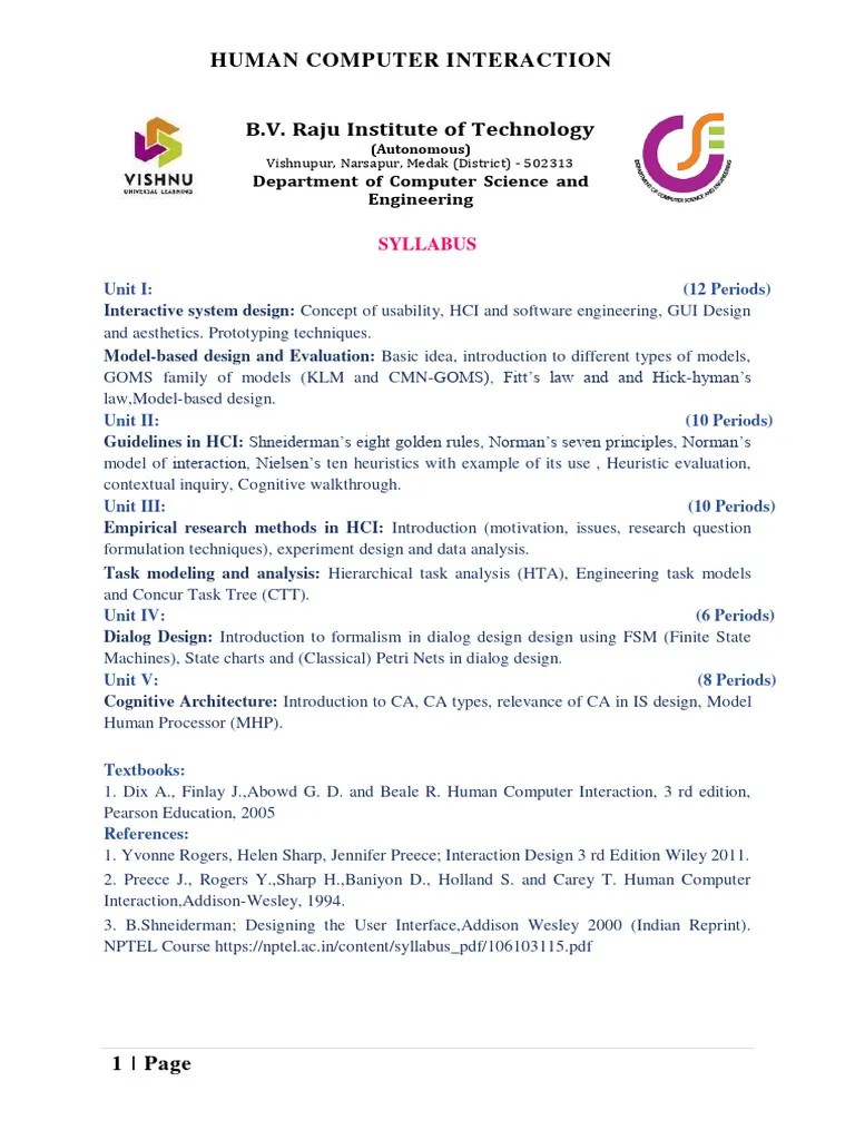 HCI Notes - Unit 5 | PDF | Cognitive Science | Human–Computer Interaction