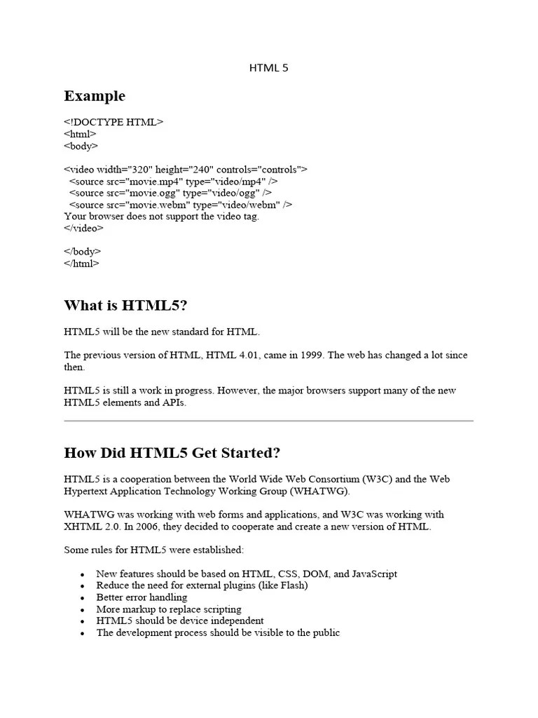 HTML 5 | PDF | Html5 | Html