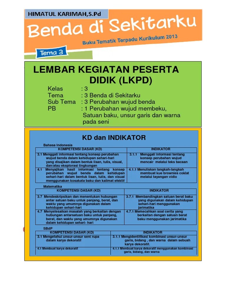 LKPD Kelas III Tema 3 Subtema 3 | PDF