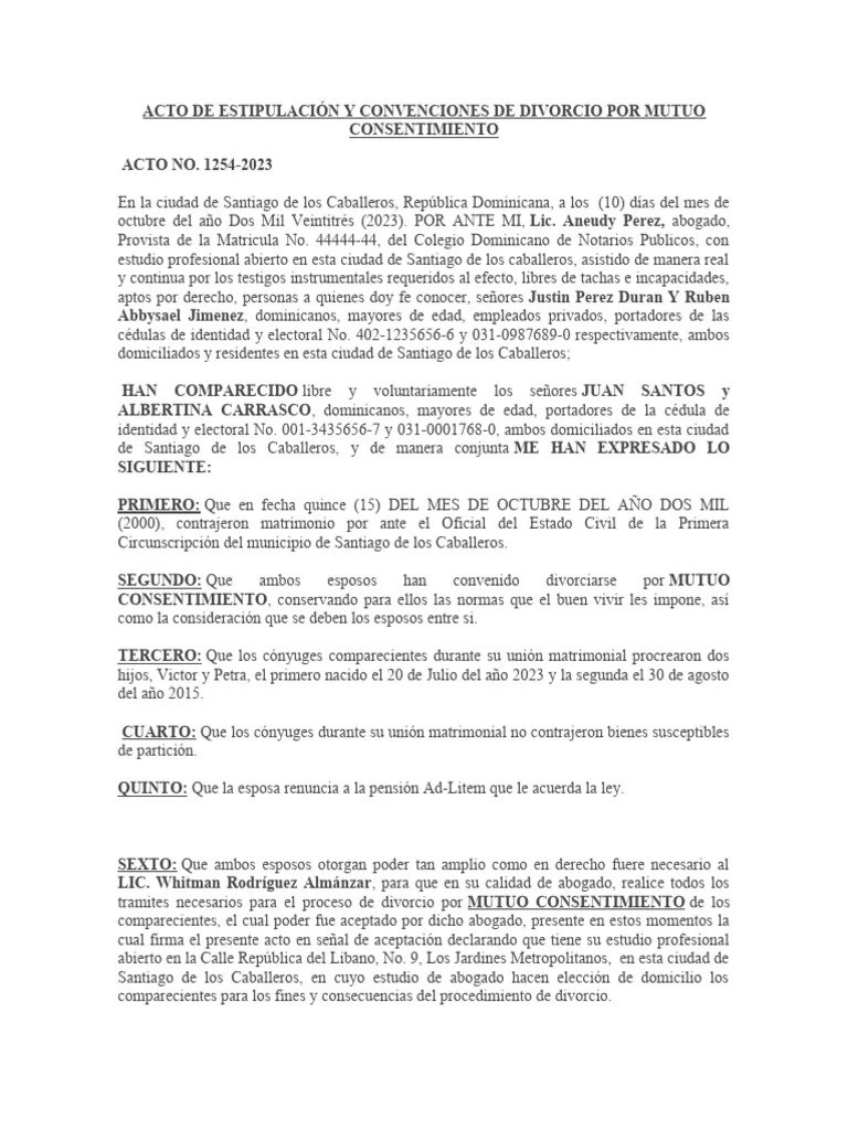 Divorcio Por Mutuo Consentimiento | PDF